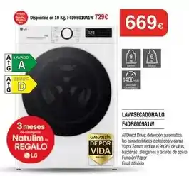 Lg - lavasecadora f4dr6009a1/w