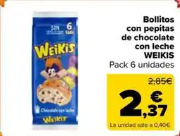 Carrefour Market WEIKIS Bollitos con pepitas de chocolate con leche oferta