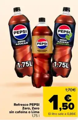 Carrefour Market PEPSI Refresco Zero, Zero sin cafeína o Lima oferta