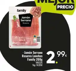 Family Cash FAMILY Jamón Serrano Reserva Lonchas oferta