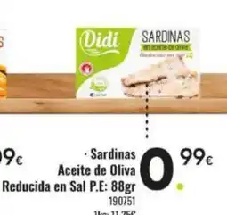 Family Cash Sardinas Aceite de Oliva Reducida en Sal oferta
