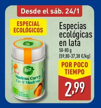 Especias ecológicas en lata
