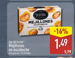 ALDI SAL DE PLATA Mejillones en escabeche oferta
