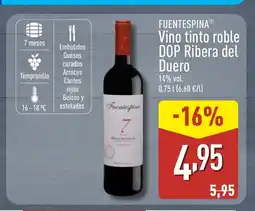 ALDI FUENTESPINA Vino tinto roble DOP Ribera del Duero oferta
