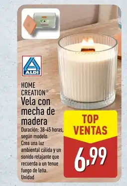 ALDI HOME CREATION Vela con mecha de madera oferta