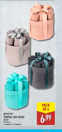 ALDI NOVITESSE Toallas con cesta oferta
