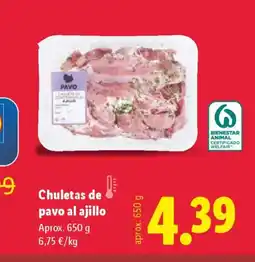 Lidl Chuletas de pavo al ajillo oferta