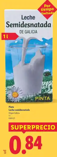 Lidl PINTA Leche semidesnatada oferta