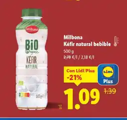 Lidl MILBONA Kéfir natural bebible oferta