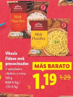 Lidl VITASIA Fideos wok precocinados oferta