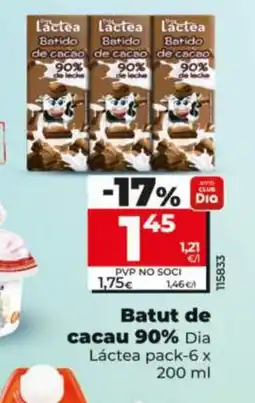 Dia DIA LÁCTEA Batut de cacau 90% oferta