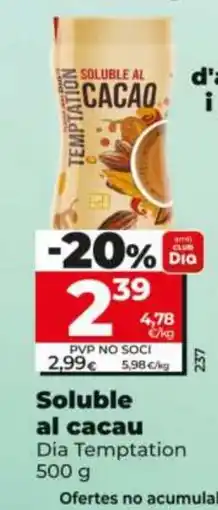 Dia DIA TEMPTATION Soluble al cacau oferta