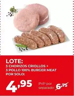 Alimerka Solo - 3 chorizos criollos + 3 pollo 100% burger meat oferta