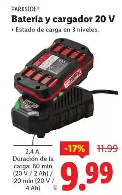 Ocine Parkside - batería y cargador 20 v oferta