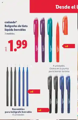 Lidl CRELANDO Bolígrafos de tinta líquida borrables oferta