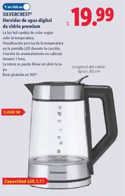 Lidl SILVERCREST Hervidor de agua digital de vidrio premium oferta
