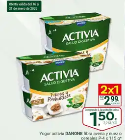 Supermercados Dani DANONE Yogur activia fibra avena y nuez o cereales oferta