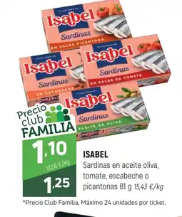 Coviran ISABEL Sardinas en aceite oliva, tomate, escabeche o picantonas oferta