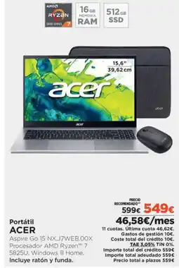 El Corte Inglés ACER Portátil oferta