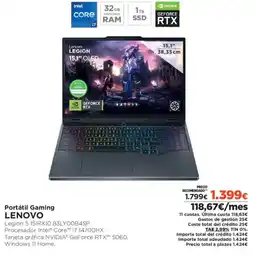 El Corte Inglés LENOVO Portátil Gaming oferta