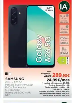 El Corte Inglés SAMSUNG Galaxy A26 5G oferta
