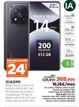 El Corte Inglés XIAOMI Redmi Note 14 Pro+ 5G oferta
