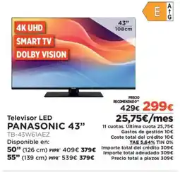 El Corte Inglés PANASONIC 43" Televisor LED oferta