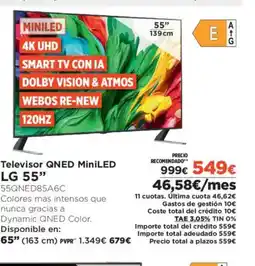 El Corte Inglés LG 55" Televisor QNED MiniLED oferta