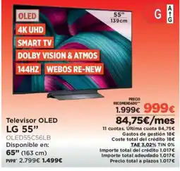 El Corte Inglés LG 55" Televisor OLED oferta