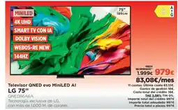 El Corte Inglés LG 75" Televisor QNED evo MiniLED AI oferta