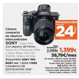 El Corte Inglés SONY Cámara compacta de objetivo intercambiable oferta