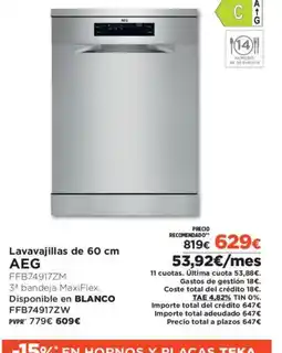 El Corte Inglés AEG Lavavajillas oferta