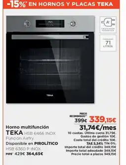 El Corte Inglés TEKA Horno multifunción oferta