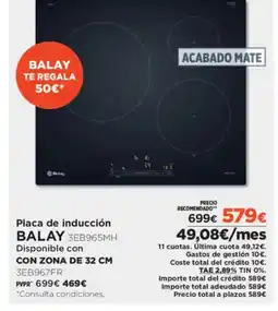 El Corte Inglés BALAY Placa de inducción oferta