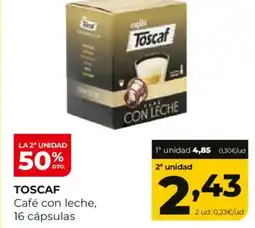 Alimerka TOSCAF Café con leche, 16 cápsulas oferta