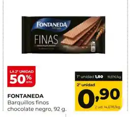 Alimerka FONTANEDA Barquillos finos chocolate negro oferta