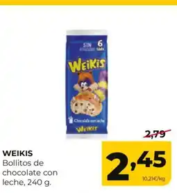 Alimerka WEIKIS Bollitos de chocolate con leche oferta