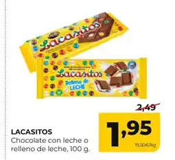 Alimerka LACASITOS Chocolate con leche o relleno de leche oferta