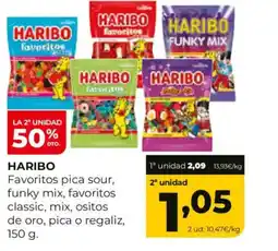Alimerka HARIBO Favoritos pica sour, funky mix, favoritos classic, mix, ositos de oro, pica o regaliz oferta