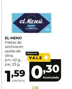 Alimerka EL MENÚ Filetes de anchoa en aceite de oliva oferta
