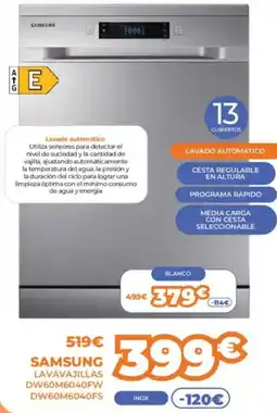 Pascual Martí SAMSUNG Lavavajillas dw60m6040fw dw60m6040fs oferta