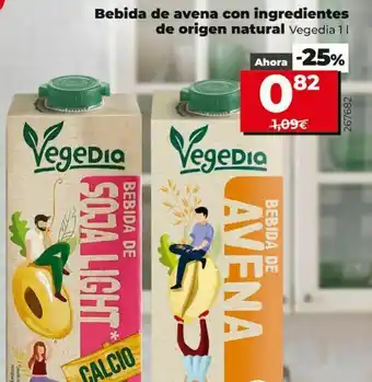 Dia Bebida de avena con ingredientes de origen natural vegedia oferta