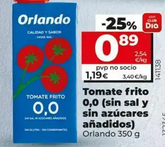 Dia Tomate frito 0.0 (sin sal y sin azúcares añadidos) orlando oferta