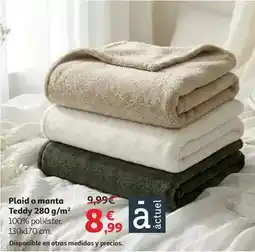 Alcampo Plaid o manta teddy 280 g/m2 oferta