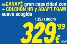 Rapimueble Hr - canapé gran capacidad con + colchon hr y adapt foam suave acogida oferta