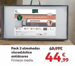 Alcampo Pack 2 almohadas viscoelastica antiacaros oferta