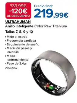 Costco ULTRAHUMAN Anillo Inteligente Color Raw Titanium oferta