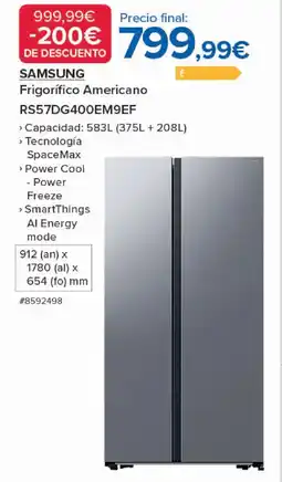 Costco SAMSUNG Frigorífico Americano RS57DG400EM9EF oferta