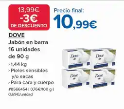 Costco DOVE Jabón en barra 16 unidades oferta