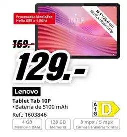 MediaMarkt LENOVO Tablet Tab 10P oferta